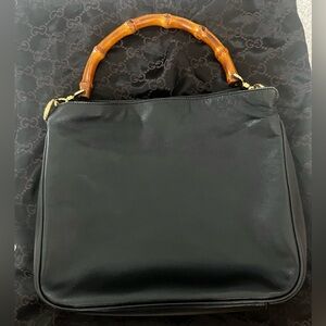 Gucci Black Shoulder Bag with Bamboo Handle